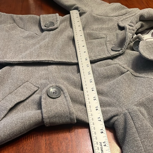 Tulle Anthropologie Cropped Pea Coat Marley Gray Medium - Picture 7 of 11